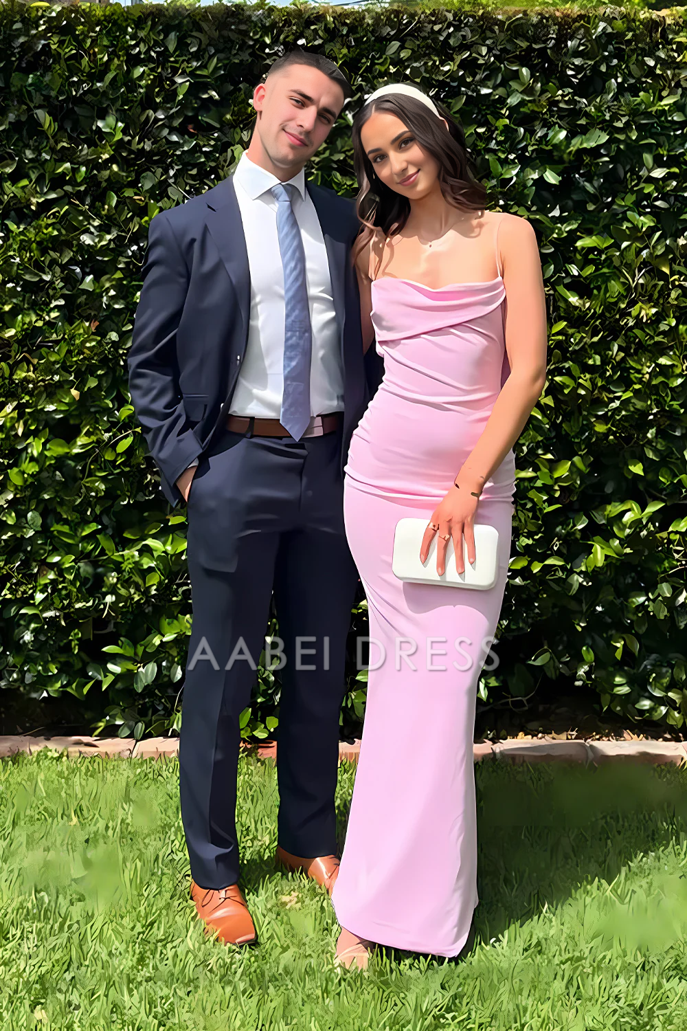 AABEI DRESS Hot Sale Prom Dress Trendy Sheath Spaghetti Straps Long with Pleated Elegant Formal Dress