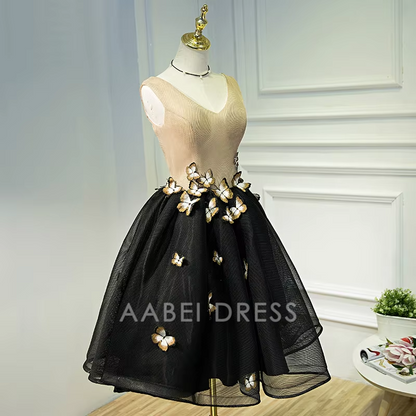 AABEI DRESS New Homecoming Dress Exquisite A-line V Neck 3D Butterfly Charming Short Prom Dresse