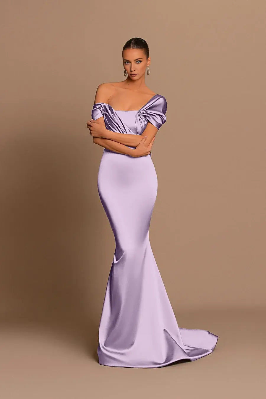 Fashion Formal Women's Dresses Glamorous Mermaid Off the Shoulder Sleeveless Pleated Long Affordable Prom Dress