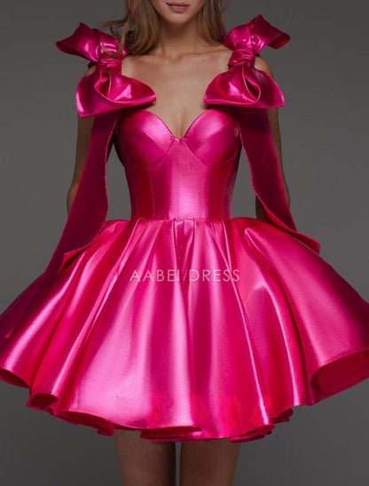 AABEI DRESS New Homecoming Dress A-Line Corsets Dress Holiday Graduation Sleeveless Off Shoulder Satin with Bow(s) Cute Short Prom Dresse