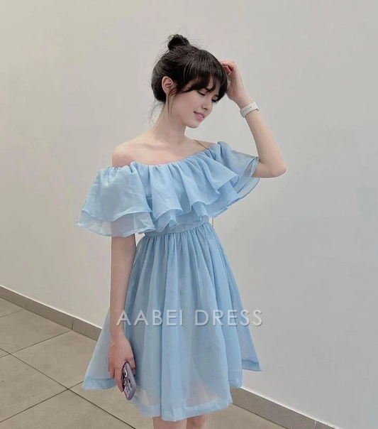 AABEI DRESS Short Party Dress A Line Off The Shoulder Ruched Fashion Simple Homecoming Dress