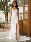AABEI DRESS Wedding Dresses Mermaid Sheath/Column Stretch Crepe Lace V-neck Sleeveless Sweep/Brush Train Elegant Dresses
