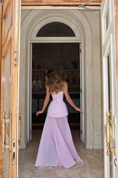 Modern Fashion Pink A Line Strapless Sweetheart Sleeveless With High Slit Charming Long Affordable Prom Dress