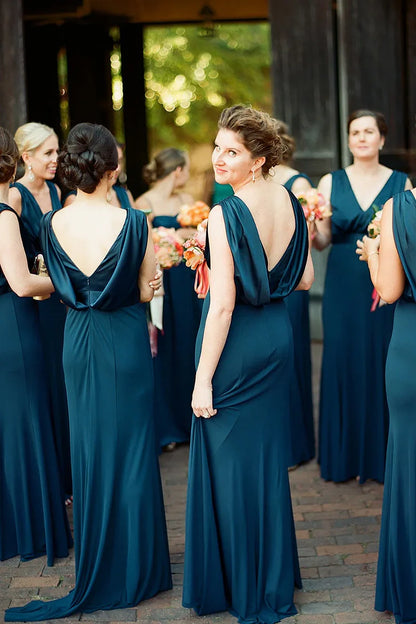 Bridesmaid Dress Mermaid V-Neck Long Elegant Dress