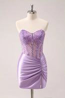 AABEI DRESS New Homecoming Dress Charming Sparkly Strapless Sweetheart Beading Corset Tight Short Graduation Dress