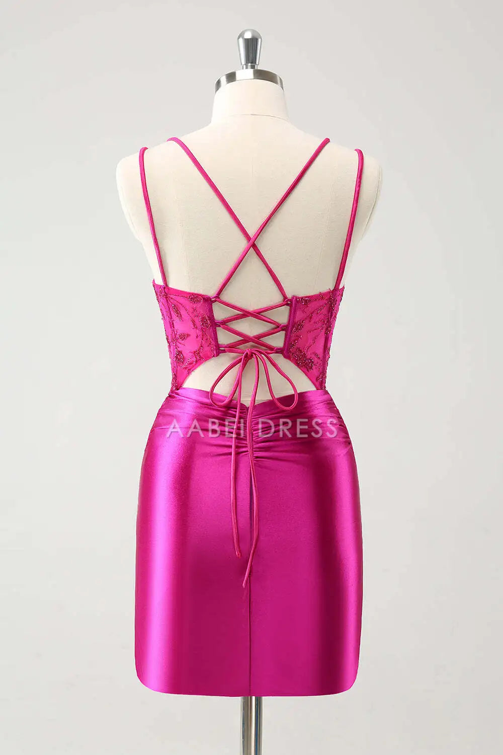 AABEI DRESS New Homecoming Dress Exquisite Bodycon Spaghetti Straps Pleated Backless Beaded Short Graduation Dress