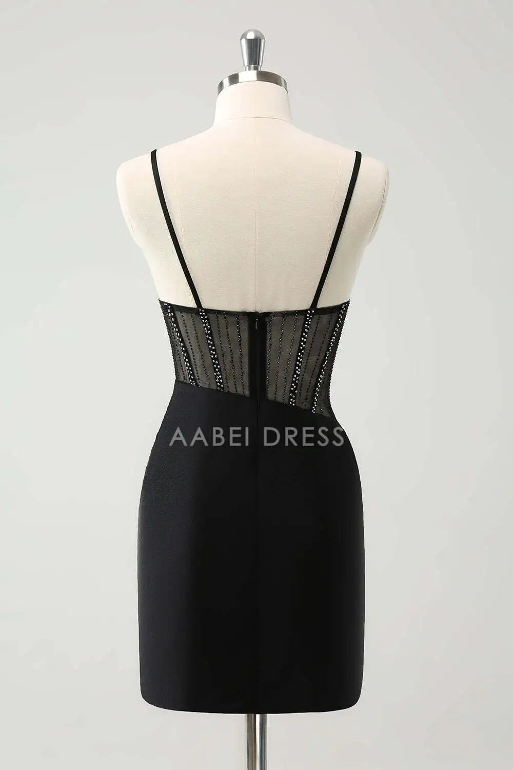 AABEI DRESS New Homecoming Dress Sparkle Bodycon V Neck Spaghetti Straps Corset Beading Fashion Short Graduation Dress