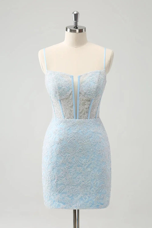 AABEI DRESS New Homecoming Dress Elegant Bodycon Spaghetti Straps Corset Lace Short Graduation Dress