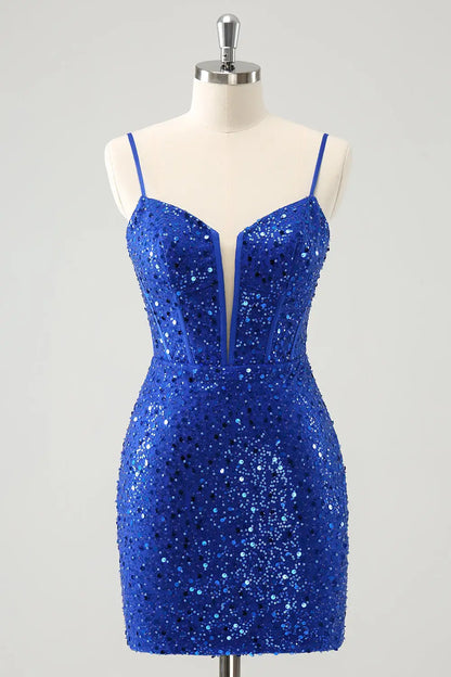AABEI DRESS New Homecoming Dress Exquisite Sparkly Spaghetti Strap Corset Sequins Short Graduation Dress
