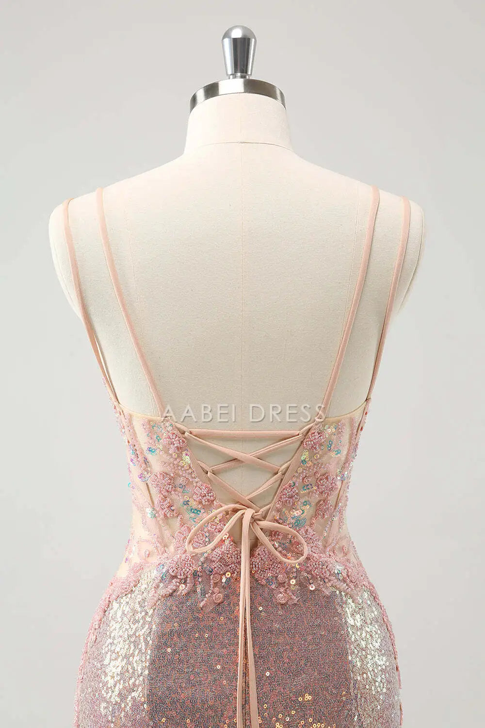 AABEI DRESS New Homecoming Dress Exquisite Sheath Spaghetti Straps Backless Lace-Up Sparkly Short Graduation Dress