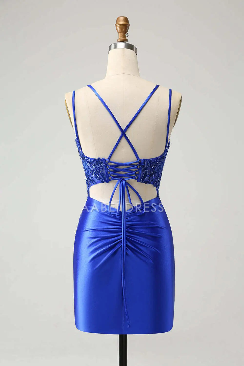 AABEI DRESS New Homecoming Dress Exquisite Sheath Corset Spaghetti Straps Pleated Backless Beadwork Short Graduation Dress