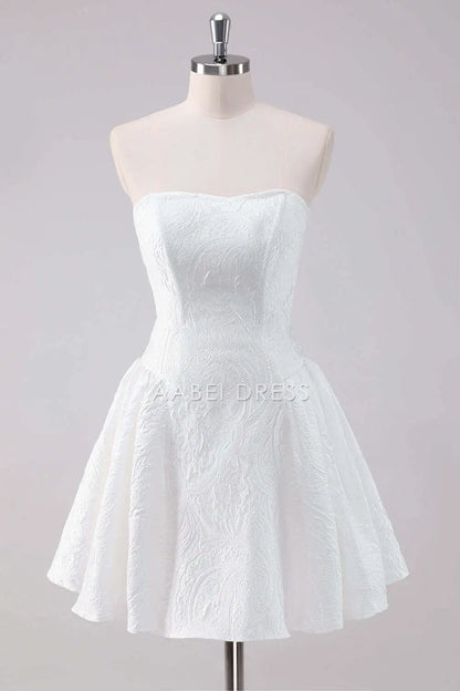 AABEI DRESS New Homecoming Dress Elegant Simple A-Line Strapless Lace Fashion Short Graduation Dress