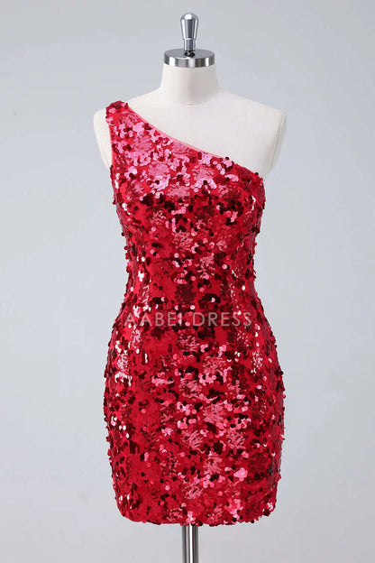 AABEI DRESS New Homecoming Dress Fashion Sparkly Sheath One Shoulder Tight Backless Sequins Short Graduation Dress