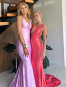Evening Dress Plunge Neck Mermaid Cultivate oneself Long Sweep Train Prom Dress Backless Sexy Charming Formal Women's Dresses