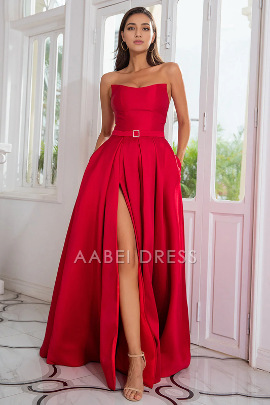 AABEI DRESS Hot Sale Prom Dress Elegant A Line Strapless Backless With Split Front Long Formal Dress