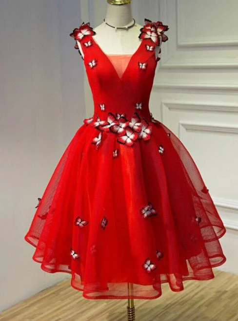 AABEI DRESS New Homecoming Dress Exquisite A-line V Neck 3D Butterfly Unique Fashion Short Prom Dresse