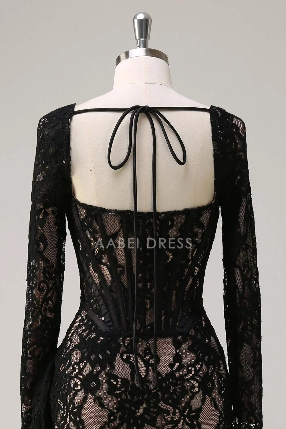 AABEI DRESS New Homecoming Dress Fashion Sheath Square Neck Long Sleeves Corset Pleated Backless Short Cocktail Dress Graduation Dress