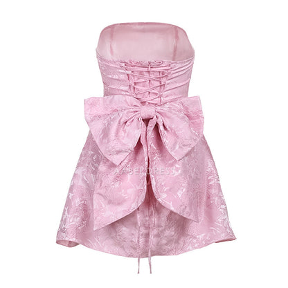 AABEI DRESS New Homecoming Dress Strapless For Teens Embroidery Cocktail Mini Party Dresses Bow On Back Cute Elegant Short Prom Dress