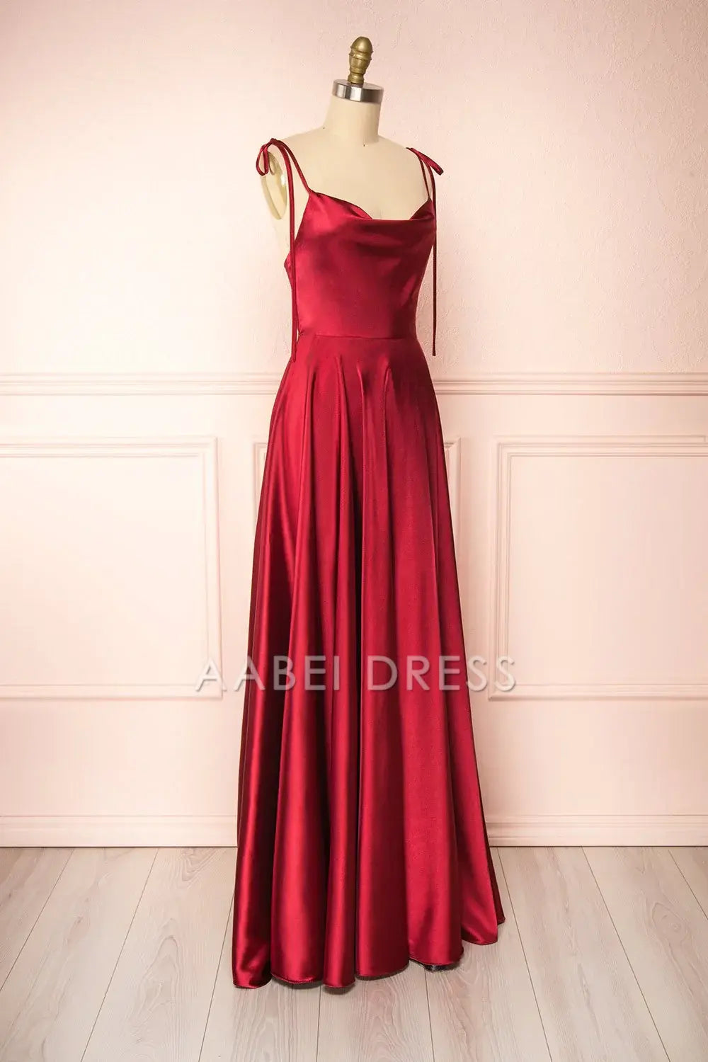 AABEI DRESS Hot Sale Prom Dress Simple A Line Spaghetti Straps Backless Side Fork Long Fashion Formal Dress