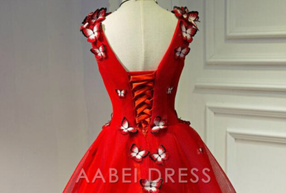 AABEI DRESS New Homecoming Dress Exquisite A-line V Neck 3D Butterfly Unique Fashion Short Prom Dresse