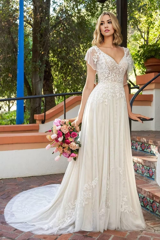 Wedding Dress V-Neck Lace Mermaid Sleeveless Beach Bohe Bridal Gown Formal Wear Dresses