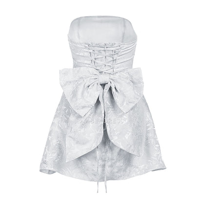 AABEI DRESS New Homecoming Dress Strapless For Teens Embroidery Mini Party Dresses Bow On Back Cute Elegant Short Prom Dress