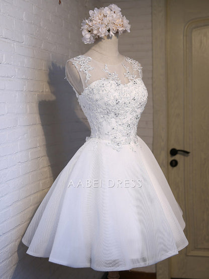AABEI DRESS New Homecoming Dress Elegant A-line Round Neck Sleeveless Appliques Beading Short Prom Dresse