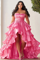 AABEI DRESS Hot Sale Prom Dress Strapless A Line Ruffles High Low Plus Size Formal Dress