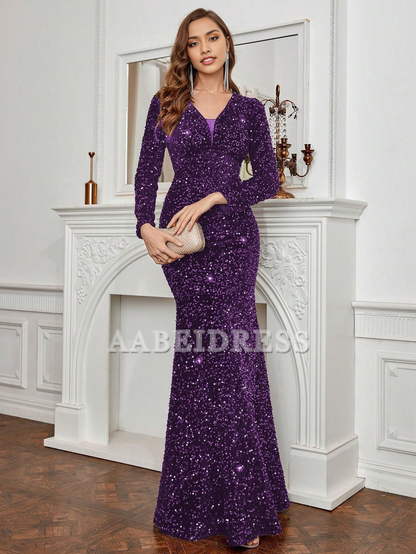 Prom Dress Sequin Mermaid Cultivate oneself Dresses Elegant Long Sleeves Evening Party Maxi Dresses Fashion Wedding Guest Dresses Formal Wear Dresses