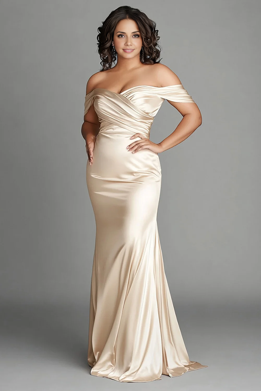 AABEI DRESS Mother Of The Bride Dress Satin Sheath Pleated Exquisite Plus Size Long Formal Wear Dresse