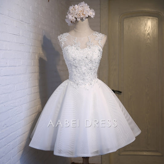 AABEI DRESS New Homecoming Dress Elegant A-line Round Neck Sleeveless Appliques Beading Short Prom Dresse