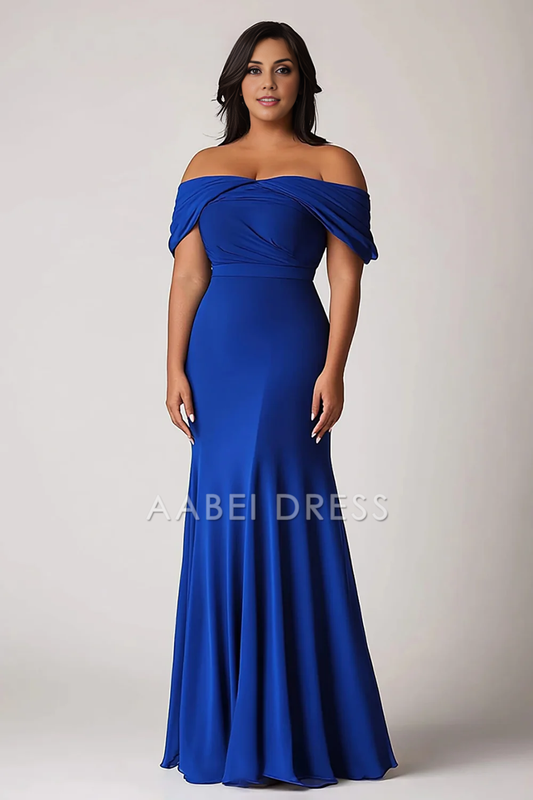 AABEI DRESS Mother Of The Bride Dress Sheath Pleated Off The Shoulder Dignified Plus Size Long Formal Wear Dresse