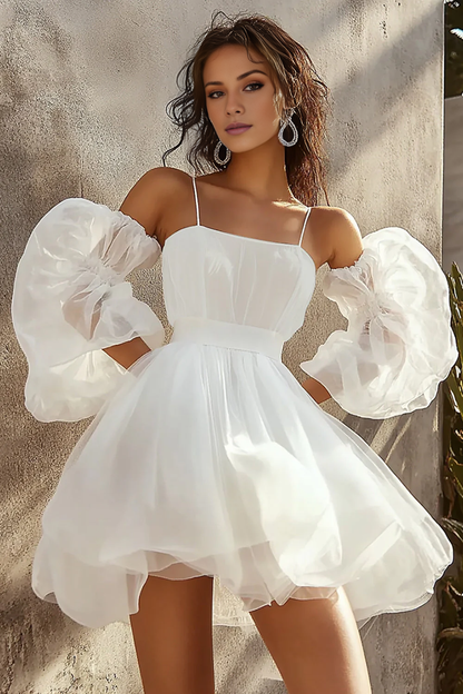 AABEI DRESS Hot Sale Homecoming Dress A Line Spaghetti Strapless Detachable Sleeves Fashion Short Graduation Dress