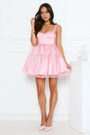 Modern Pink A Line Sweetheart Neckline Camisole Double Layer Puffy Skirt Cute Mini Dress Hot Sale Homecoming Dress