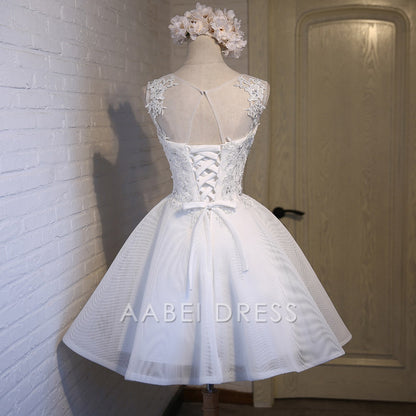 AABEI DRESS New Homecoming Dress Elegant A-line Round Neck Sleeveless Appliques Beading Short Prom Dresse
