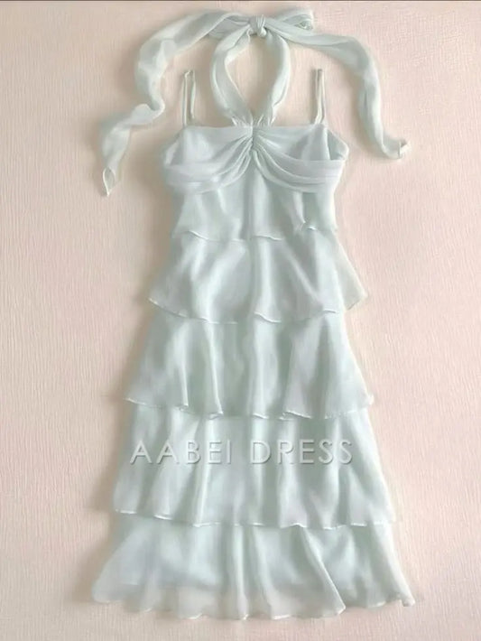 AABEI DRESS Short Party Dress Fashion Spaghetti Strap Tiered Ruched Vintage Homecoming Dress