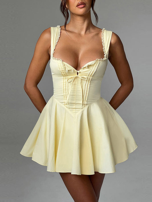 AABEI DRESS New Homecoming Dress Mini Corset Dress A-Line Deep V Neck Backless Ruffle Hem Sleeveless Party Club Dress