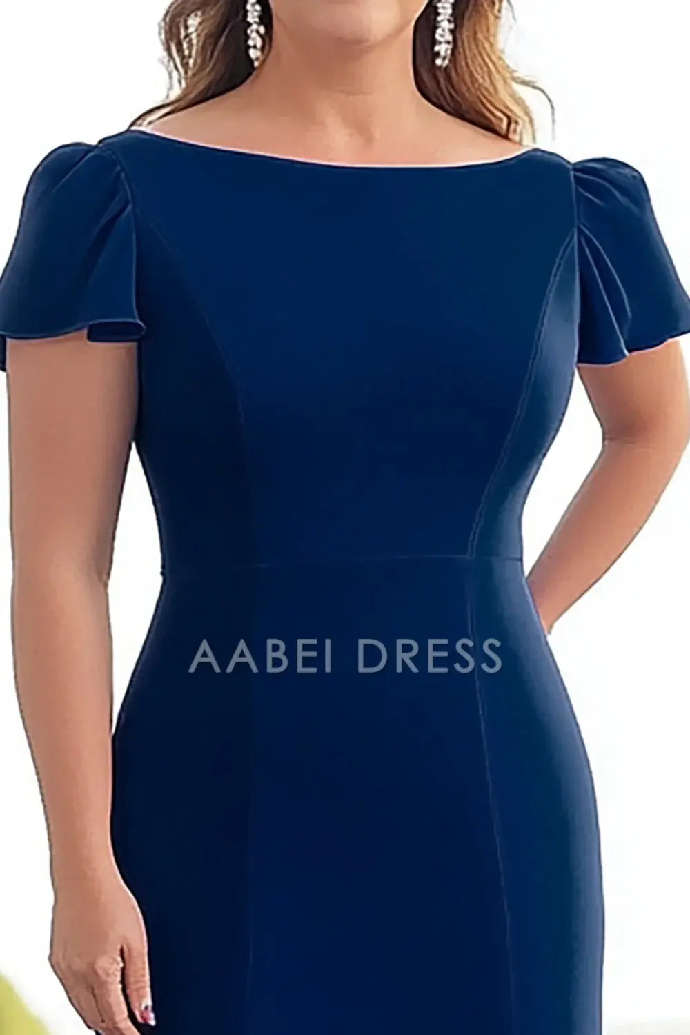 AABEI DRESS Mother Of The Bride Dress Sheath Plus Size Satin Boat Neck Long Elegant Formal Wear Dresse