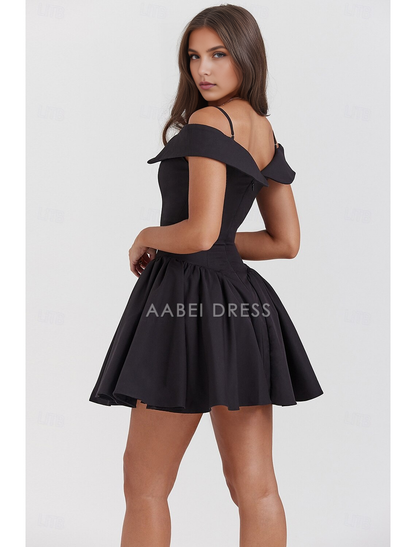 AABEI DRESS New Homecoming Dress Charming A-Line Princess Dress Holiday Graduation Sleeveless Spaghetti Strap with Pleats Dress Short Prom Dresses