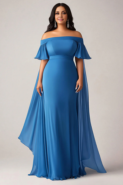 AABEI DRESS Mother Of The Bride Dress Mermaid Off Shoulder Ruffled Chiffon Elegant Plus Size Long Formal Wear Dresse