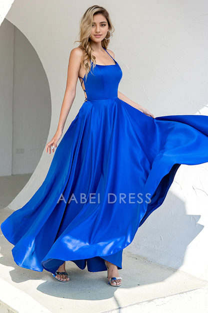 AABEI DRESS Hot Sale Prom Dress Elegant A Line Spaghetti Straps Backless Simple Formal Dress