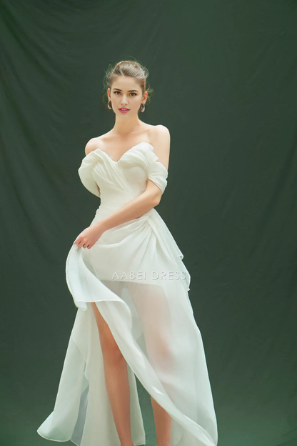 AABEI DRESS Party Dress Off Shoulder Pleated Fashion Short Prom Dress