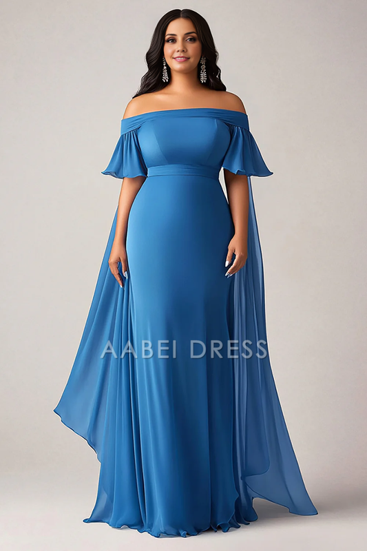 AABEI DRESS Mother Of The Bride Dress Mermaid Off Shoulder Ruffled Chiffon Elegant Plus Size Long Formal Wear Dresse
