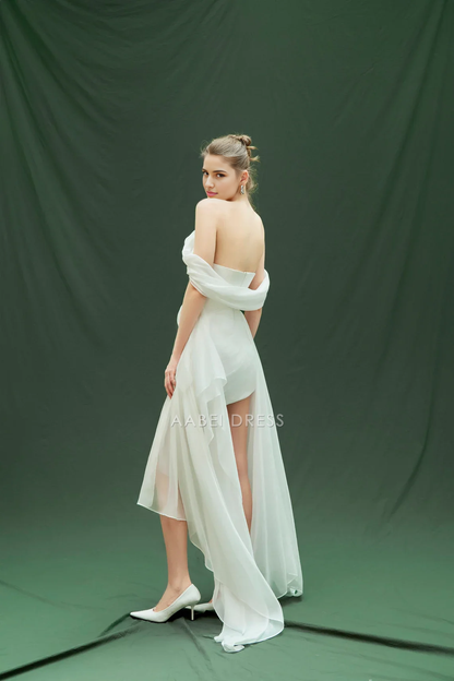 AABEI DRESS Party Dress Off Shoulder Pleated Fashion Short Prom Dress