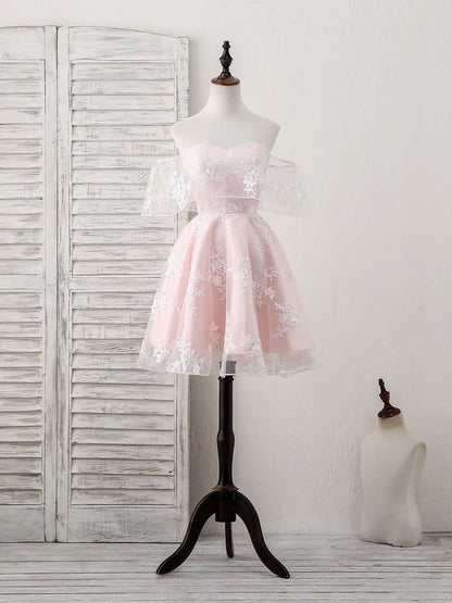 AABEI DRESS New Homecoming Dress A-Line Sweetheart Lace Off-Shoulder Cute Short Prom Dress