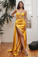 AABEI DRESS Hot Sale Prom Dress Gorgeous Strapless Pleated Bodice Side Fork Charming Long Evening Dress