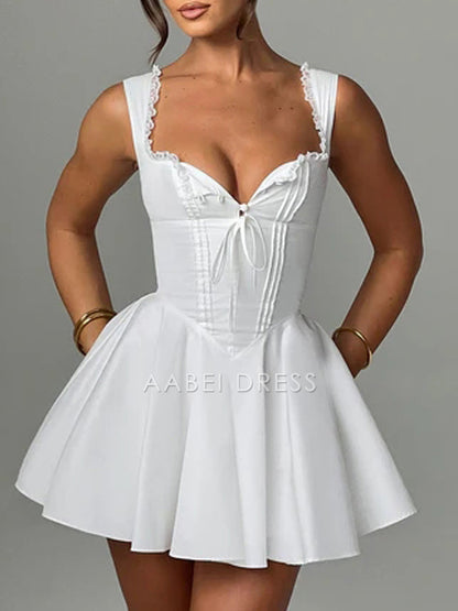 AABEI DRESS New Homecoming Dress Mini Corset Dress A-Line Deep V Neck Backless Ruffle Hem Sleeveless Party Club Dress