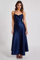 Elegant Navy A Line Spaghetti Straps Strapless Ruched Simple Long Formal Dress Hot Sale Evening Dresses
