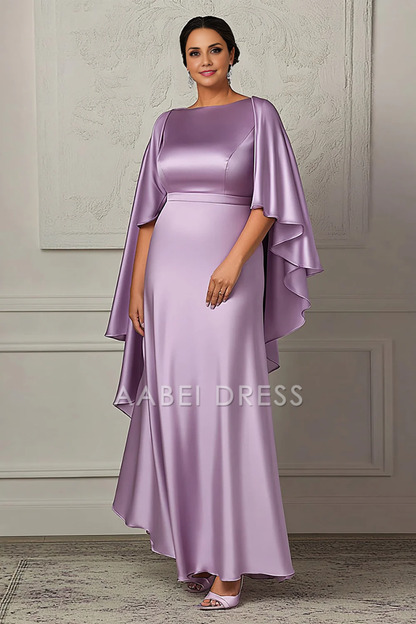 AABEI DRESS Mother Of The Bride Dress Sheath Satin Ruched Long Plus Size Fashion Formal Wear Dresse