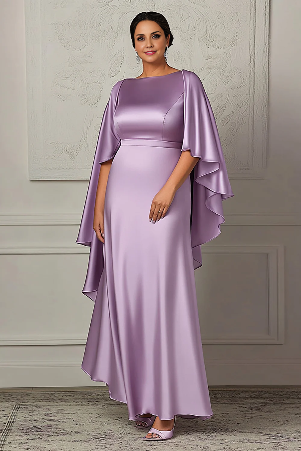 AABEI DRESS Mother Of The Bride Dress Sheath Satin Ruched Long Plus Size Fashion Formal Wear Dresse